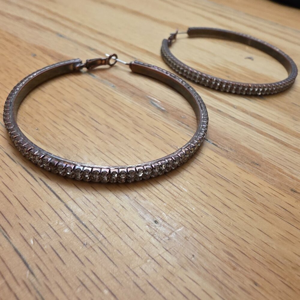 Etsy Silver Toned Oversized Rhinestone Hoops - Picture 6 of 16